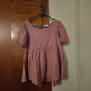 Umgee Dusty Rose Puff Sleeve Blouse